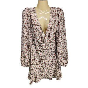 Altar'd State Mini Dress Daisy Floral Romantic Wrap Ruffle Women's‎ Size S NEW